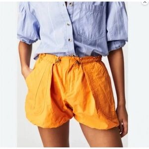 Free People Camp Out Nylon Parachute Bungee Cord Shorts Orange XS Streetwear